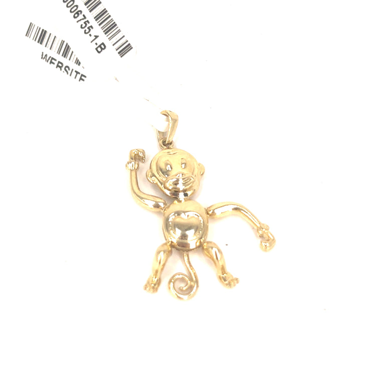 Children’s 9ct Yellow Gold Articulated Monkey Pendant - Hyman’s Jewellers