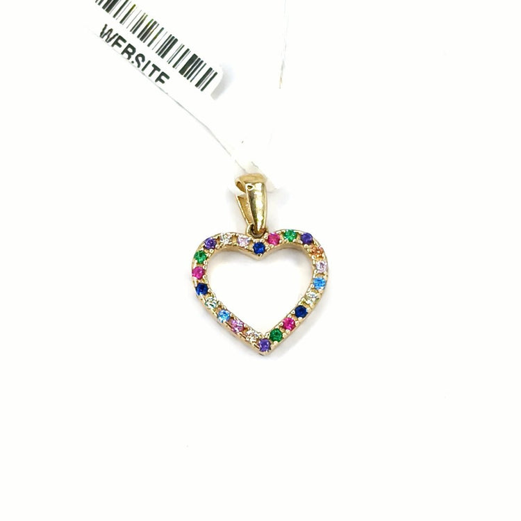 Children's 9ct Yellow Gold Heart Pendant with Round Cut CZs - Hyman’s Jewellers