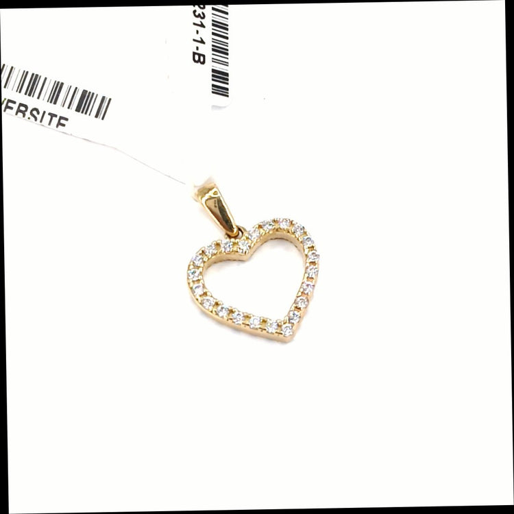 Children's 9ct Yellow Gold Heart Pendant with Round Cut CZs - Hyman’s Jewellers