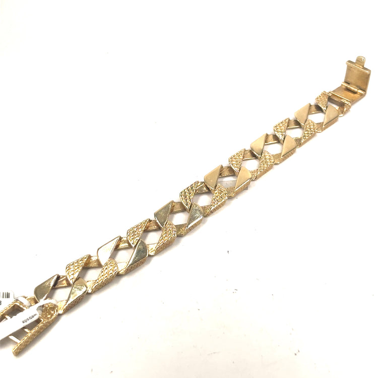 Children’s 9ct Yellow Gold Textured Link Chain Bracelet - 22.1g - Hyman’s Jewellers