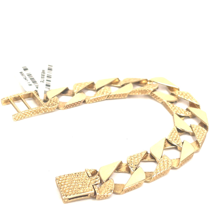Children’s 9ct Yellow Gold Textured Link Chain Bracelet - 22.1g - Hyman’s Jewellers