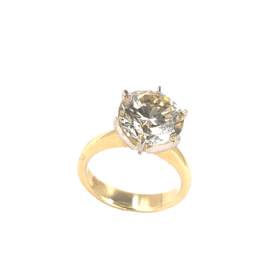 Classic Yellow Gold Solitaire Ring with Round Brilliant Cut Diamond - 4.57ct - Hyman’s Jewellers