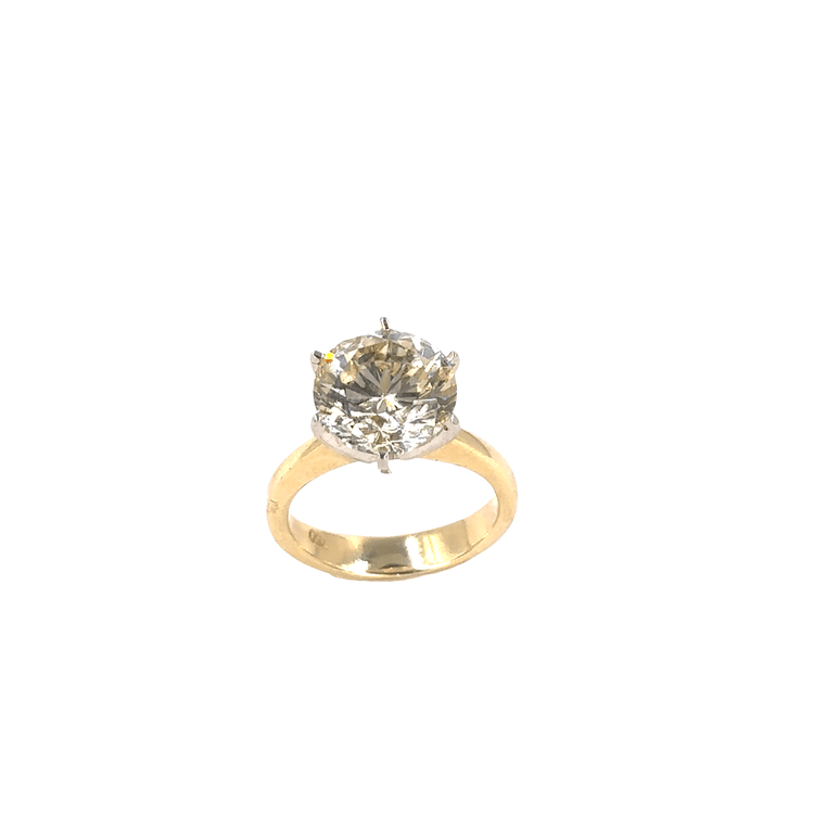 Classic Yellow Gold Solitaire Ring with Round Brilliant Cut Diamond - 4.57ct - Hyman’s Jewellers