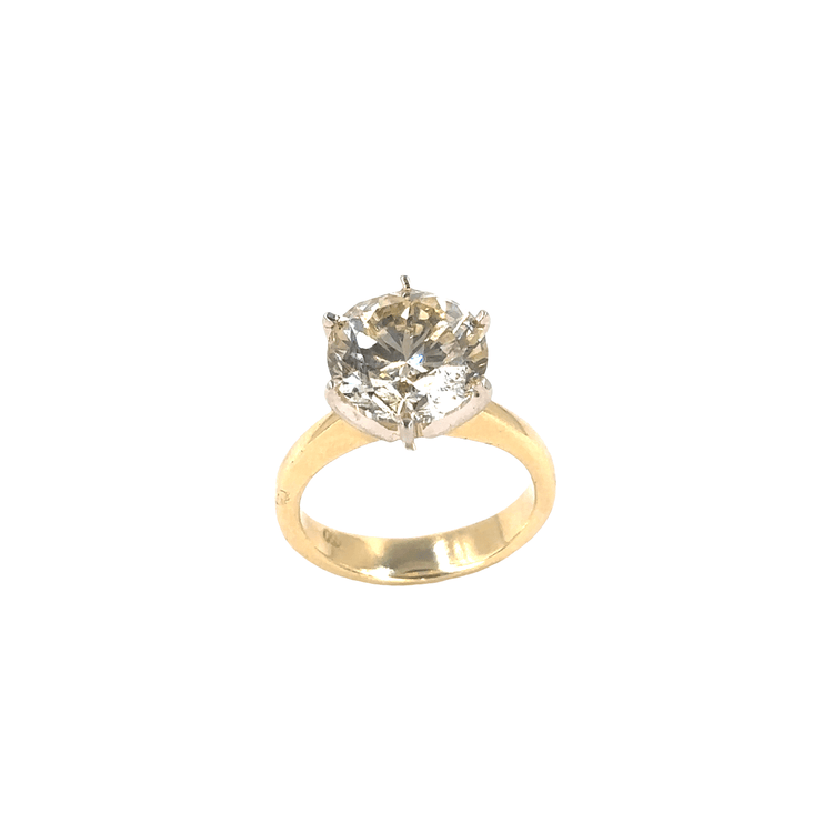 Classic Yellow Gold Solitaire Ring with Round Brilliant Cut Diamond - 4.57ct - Hyman’s Jewellers
