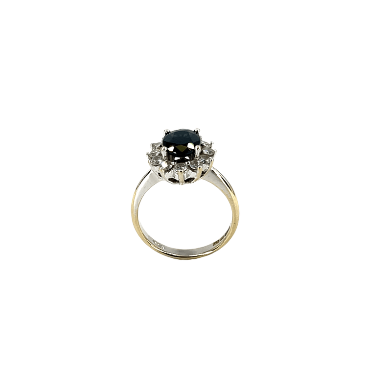 Deep Blue Sapphire Halo Cocktail Ring in 18CT White Gold - Hyman’s Jewellers