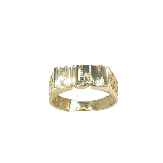 Detailed Yellow Gold Band Ring with Engraved Accents - Hyman’s Jewellers