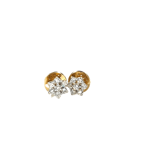Diamond 0.30CT Flower Cluster Earrings in 18CT Yellow Gold - Hyman’s Jewellers