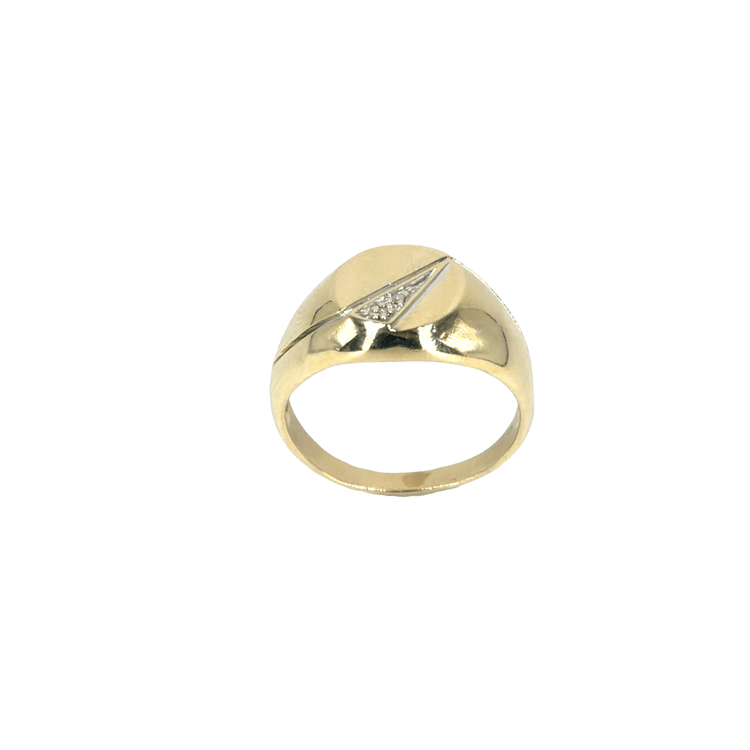 Diamond Chevron 9CT Yellow Gold Signet Ring - Hyman’s Jewellers