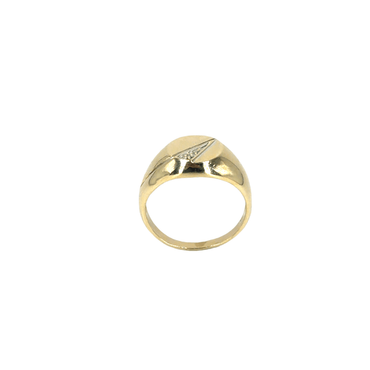 Diamond Chevron 9CT Yellow Gold Signet Ring - Hyman’s Jewellers