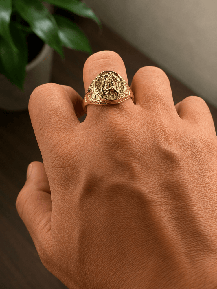 Engraved Initial 9CT Yellow Gold Signet Ring - Hyman’s Jewellers