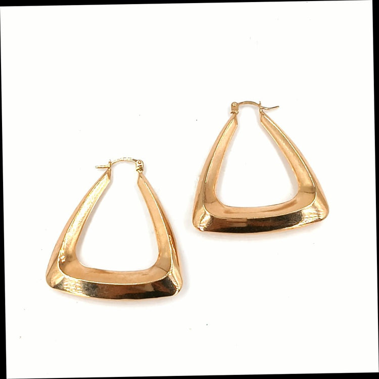 Geometric Yellow Gold Triangular Hoop Earrings - Hyman’s Jewellers