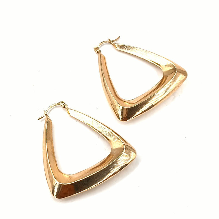 Geometric Yellow Gold Triangular Hoop Earrings - Hyman’s Jewellers