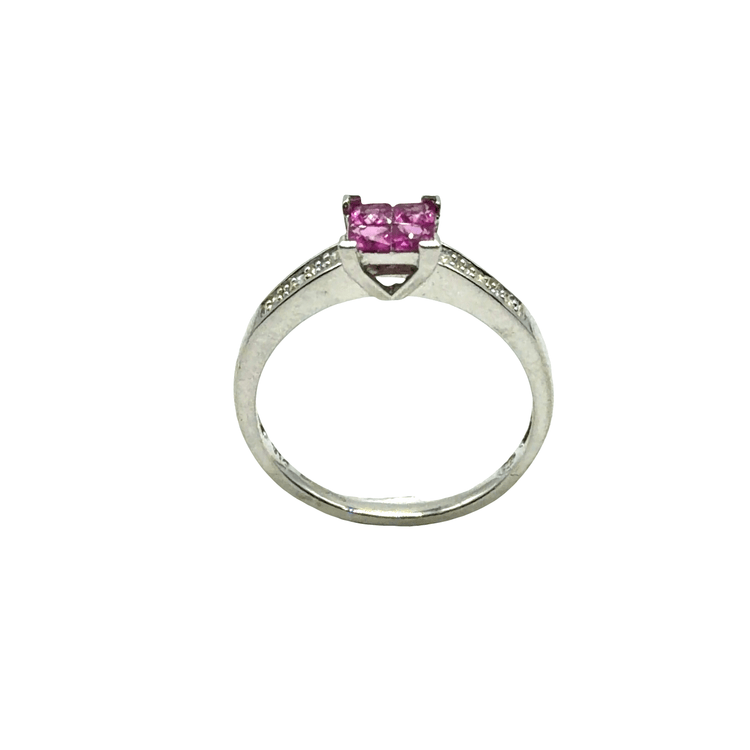 Hot Pink Sapphire Solitaire Ring in 9CT White Gold 1.9g - Hyman’s Jewellers