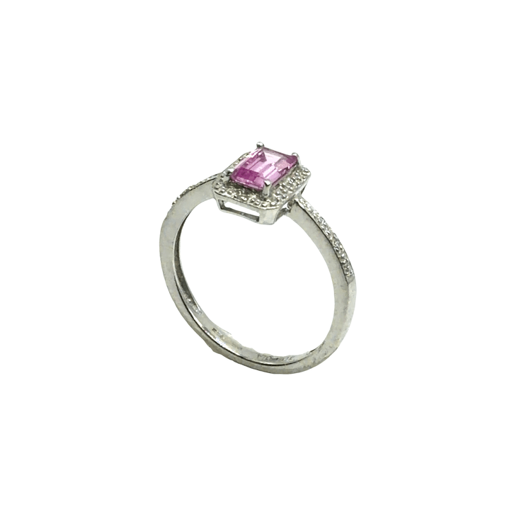 Medium Pink Sapphire Solitaire Ring in 9CT White Gold 2g - Hyman’s Jewellers