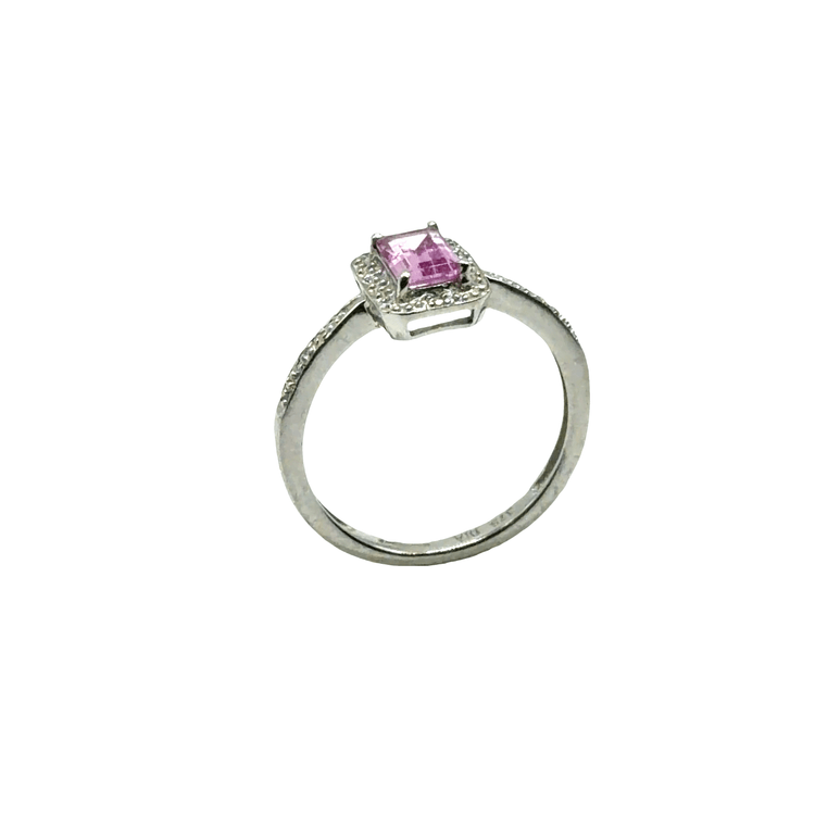 Medium Pink Sapphire Solitaire Ring in 9CT White Gold 2g - Hyman’s Jewellers