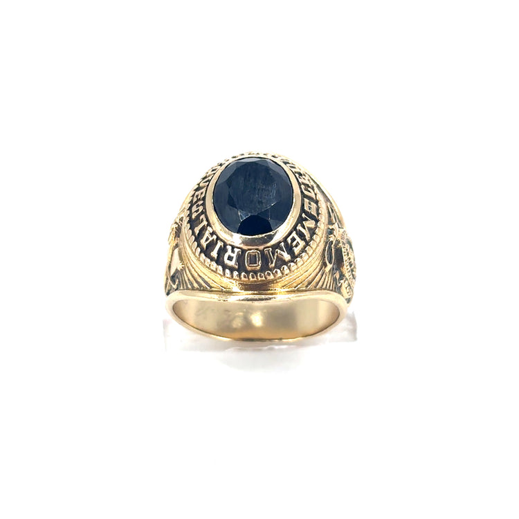 Men’s 10k Yellow Gold 1964 | Cedar Groves Memorial | Black Stone Set American College Ring - 9.6g N - Hyman’s Jewellers