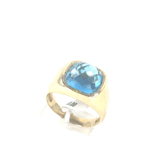 Men’s 14ct Yellow Gold Blue Stone Set Signet Ring - 6g - Hyman’s Jewellers