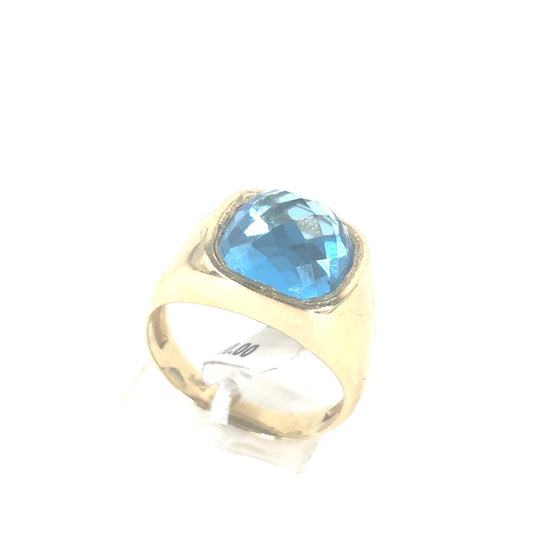 Men’s 14ct Yellow Gold Blue Stone Set Signet Ring - 6g - Hyman’s Jewellers