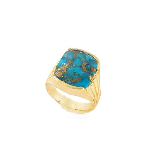 Men’s 14ct Yellow Gold Turquoise Ring - U1/2 10g - Hyman’s Jewellers