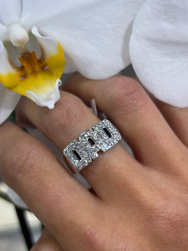 Men’s 18ct White Gold Natural Diamond Set ‘DAD’ Ring - 0.48ct - Hyman’s Jewellers