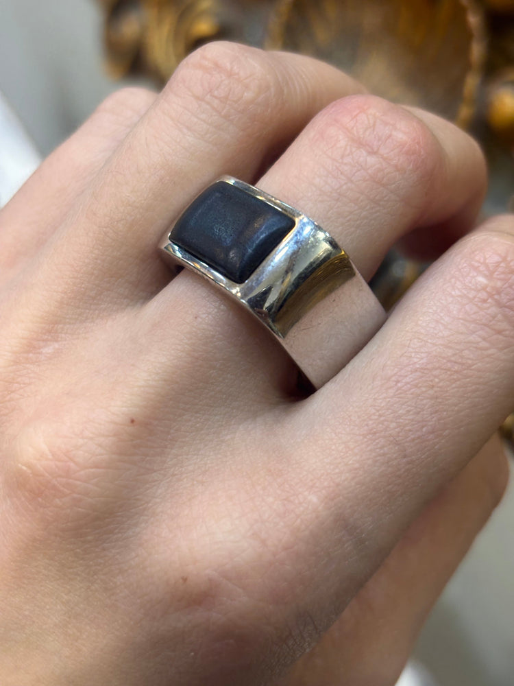 Men’s 925 Silver Emporio Armani Jet Ring - Hyman’s Jewellers