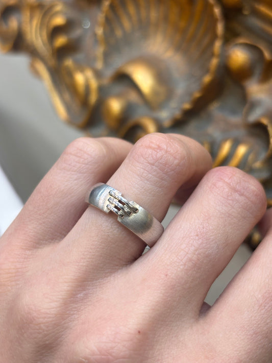 Men’s 925 Silver Emporio Armani Logo Ring - Hyman’s Jewellers