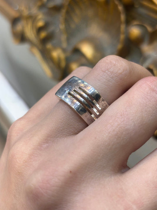 Men’s 925 Silver Emporio Armani Vintage Square Ring - Hyman’s Jewellers