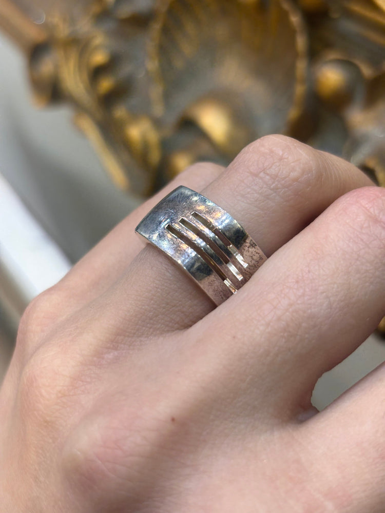 Men’s 925 Silver Emporio Armani Vintage Square Ring - Hyman’s Jewellers