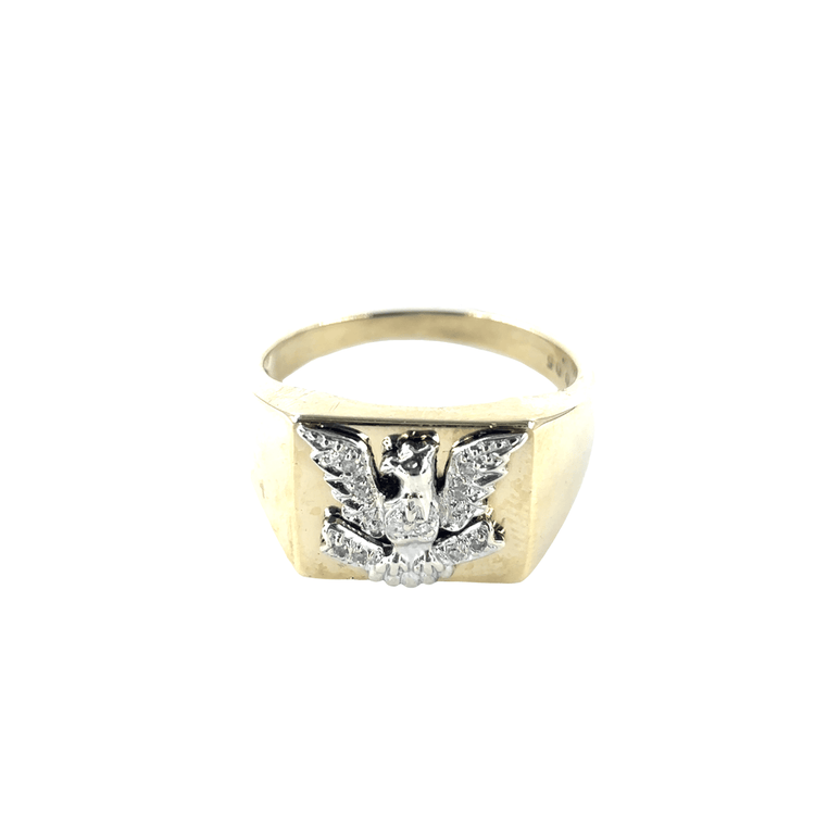 Men’s 9ct American Eagle Diamond - Accented Yellow Gold Signet Ring - Hyman’s Jewellers