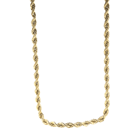 Men’s 9ct Classic Yellow Gold Hollow Rope Chain Necklace - 0.5cm 28” 12.5g - Hyman’s Jewellers