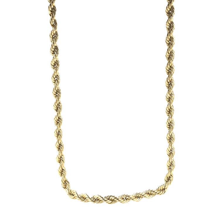 Men’s 9ct Classic Yellow Gold Hollow Rope Chain Necklace - 0.5cm 28” 12.5g - Hyman’s Jewellers