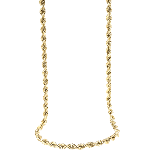 Men’s 9ct Classic Yellow Gold Hollow Rope Chain Necklace - 0.5cm 28” 12.5g - Hyman’s Jewellers