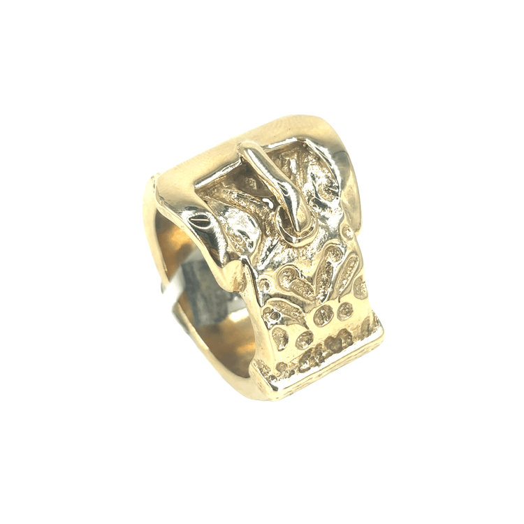 Men’s 9ct Engraved Yellow Gold Buckle Ring - 41.3G - Hyman’s Jewellers