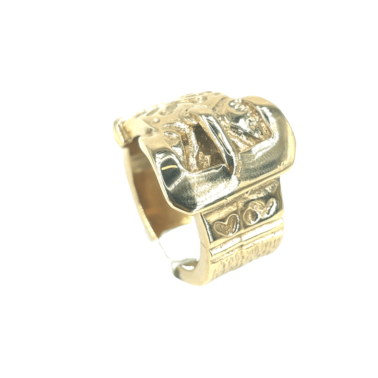 Men’s 9ct Engraved Yellow Gold Buckle Ring - 41.3G - Hyman’s Jewellers
