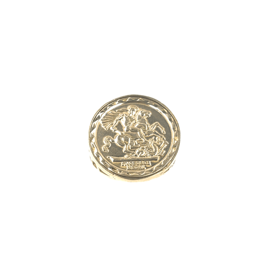 Men’s 9ct Intricate Yellow Gold Commemorative St George Coin with Detailed Markings - 1.5g Size N - Hyman’s Jewellers
