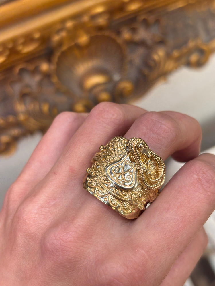 Men’s 9ct Medium Yellow Gold Saddle Ring - 25g - Hyman’s Jewellers