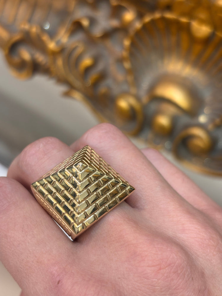Men’s 9ct Pyramid Yellow Gold Pyramid Ring - 14.4g - Hyman’s Jewellers