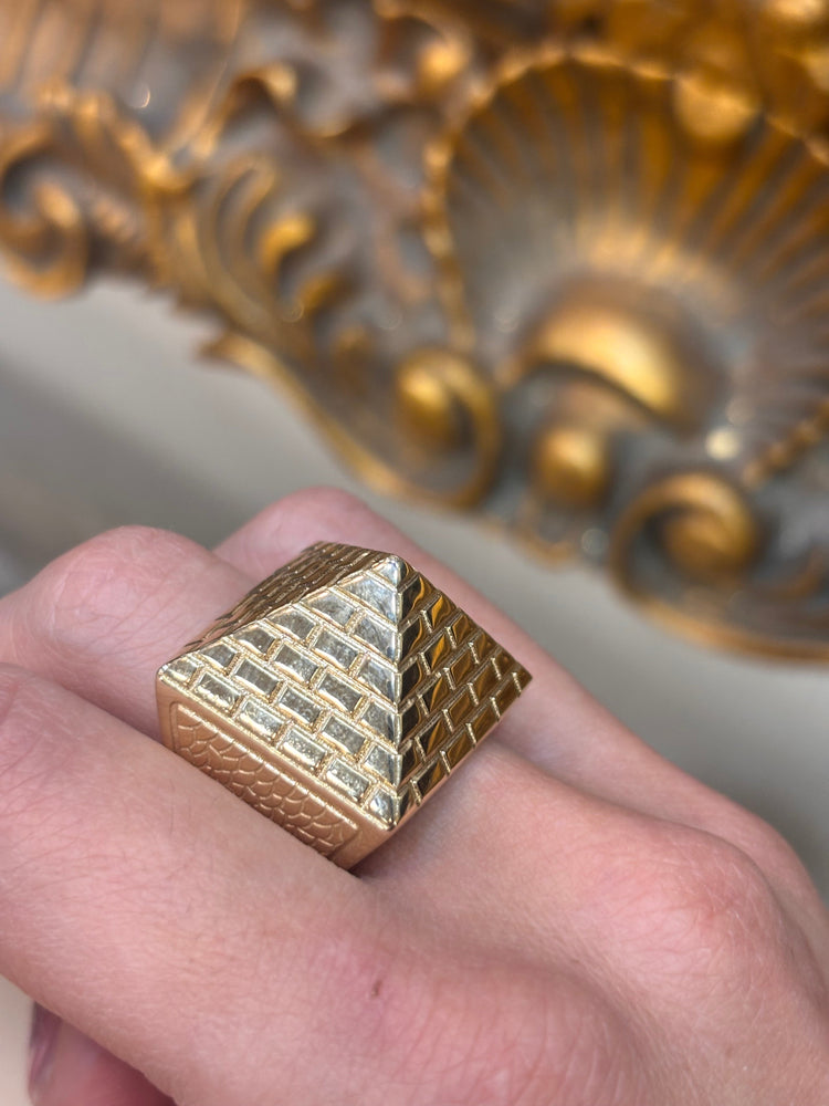 Men’s 9ct Pyramid Yellow Gold Pyramid Ring - 14.4g - Hyman’s Jewellers