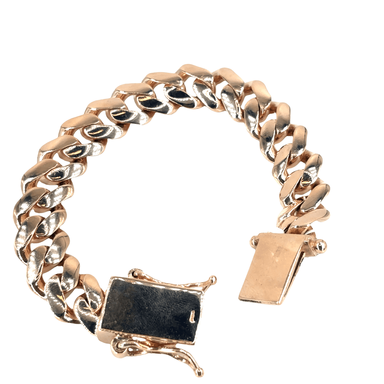 Men’s 9ct Rose Gold Cuban Link Chain Bracelet - 8.5” 101g 16mm - Hyman’s Jewellers