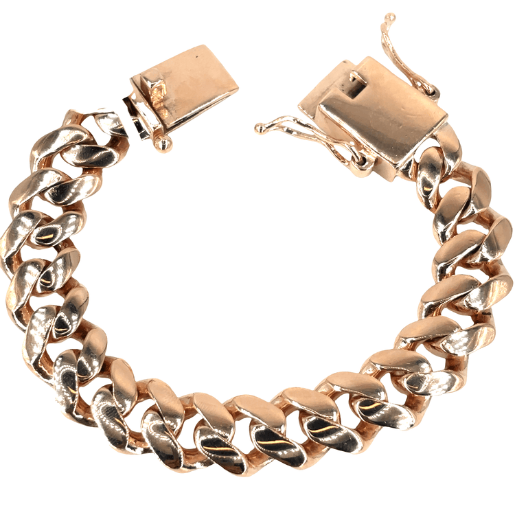 Men’s 9ct Rose Gold Cuban Link Chain Bracelet - 8.5” 101g 16mm - Hyman’s Jewellers