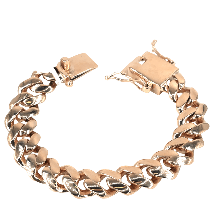 Men’s 9ct Rose Gold Cuban Link Chain Bracelet - 8.5” 101g 16mm - Hyman’s Jewellers