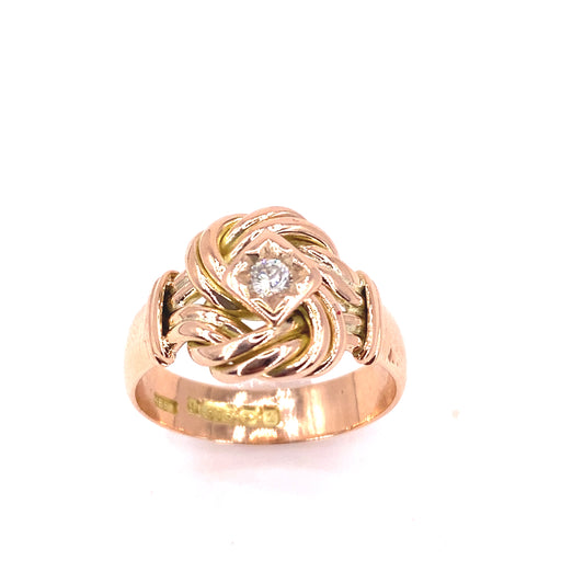 Men’s 9ct Rose Gold Old Cut Diamond Knot Ring - 0.25ct - Hyman’s Jewellers