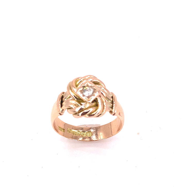 Men’s 9ct Rose Gold Old Cut Diamond Knot Ring - 0.25ct - Hyman’s Jewellers