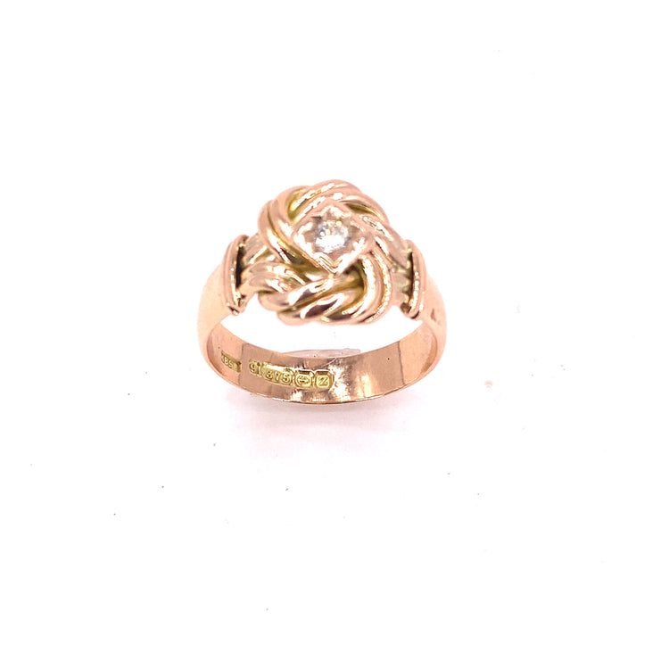 Men’s 9ct Rose Gold Old Cut Diamond Knot Ring - 0.25ct - Hyman’s Jewellers