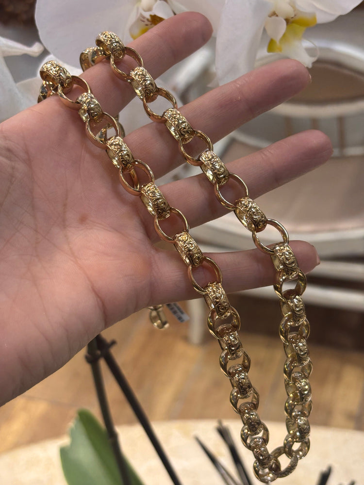 Men’s 9ct Textured Belcher Link Yellow Gold Chain Necklace - 97g 26” - Hyman’s Jewellers