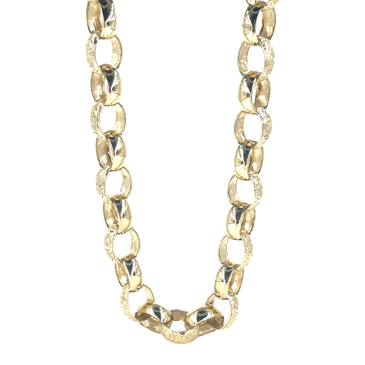 Men’s 9ct Textured Belcher Link Yellow Gold Chain Necklace - 97g 26” - Hyman’s Jewellers