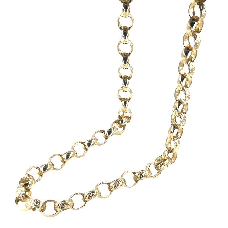Men’s 9ct Textured Belcher Link Yellow Gold Chain Necklace - 97g 26” - Hyman’s Jewellers