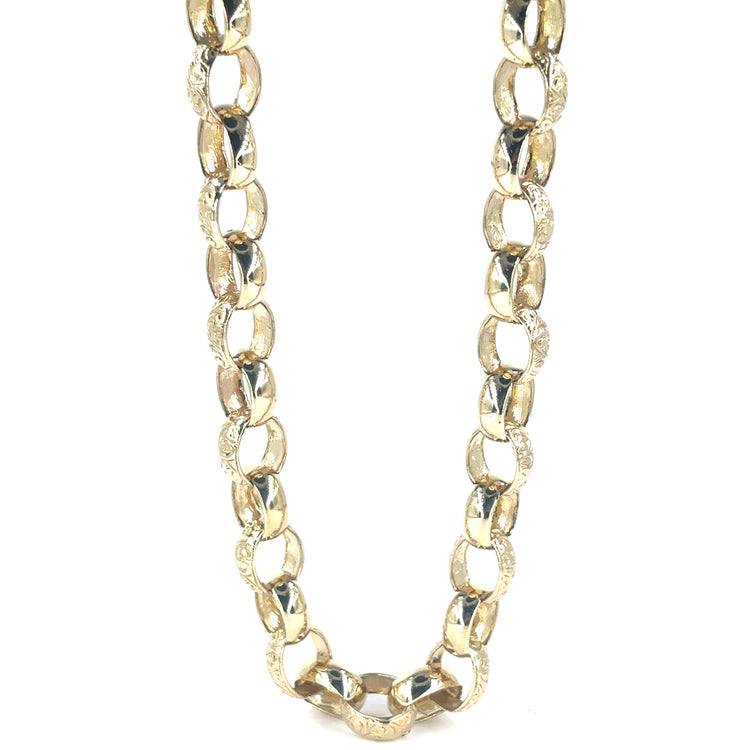 Men’s 9ct Textured Belcher Link Yellow Gold Chain Necklace - 97g 26” - Hyman’s Jewellers