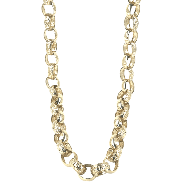 Men’s 9ct Textured Belcher Link Yellow Gold Chain Necklace - 97g 26” - Hyman’s Jewellers