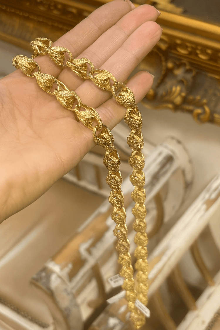 Men’s 9ct Tulip Engraved Yellow Gold Chain Necklace 109g 30” - Hyman’s Jewellers